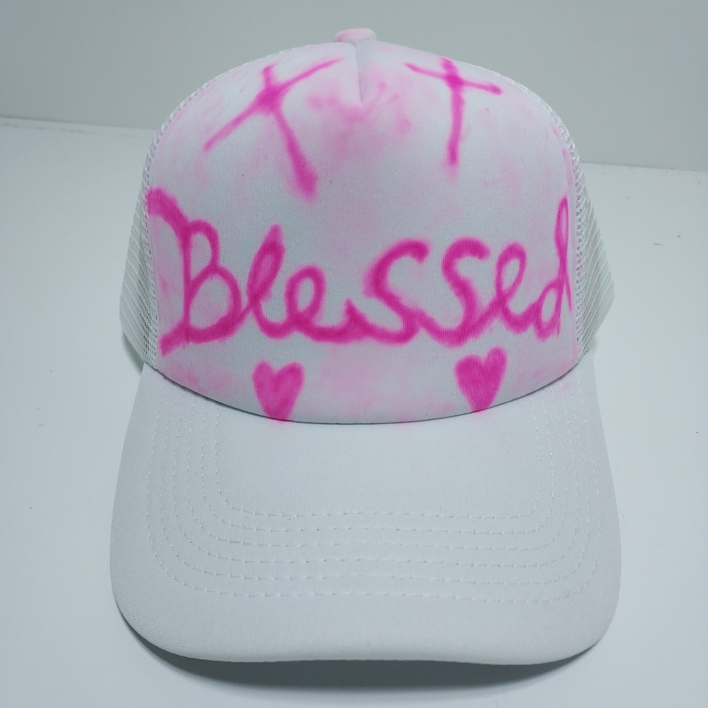 Blessed Air brush Painted Hat Adult Trucker Hat Men Women Hat